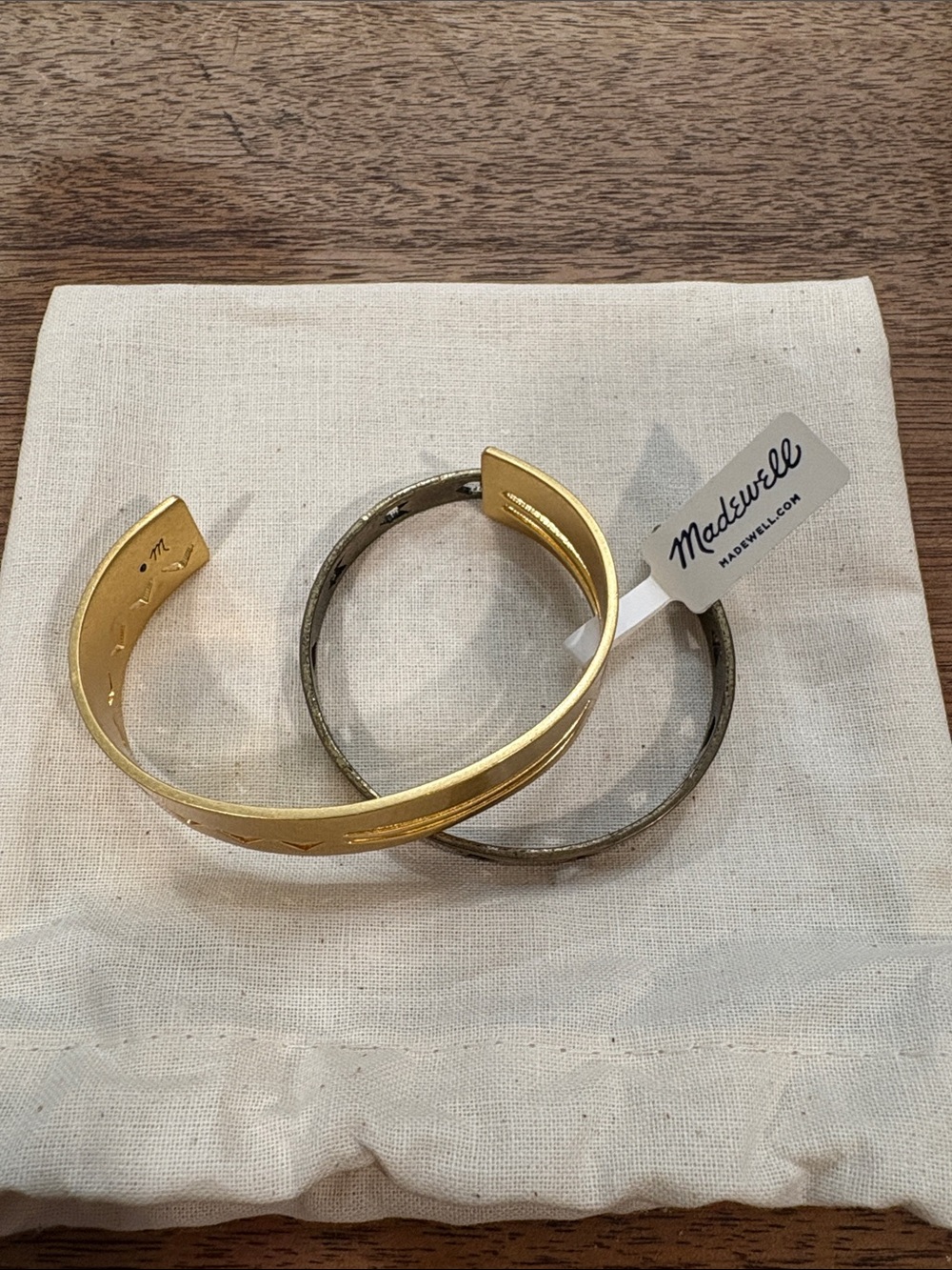 Madewell Gold and Antiqued Stackable Cuff Bracelet Set
